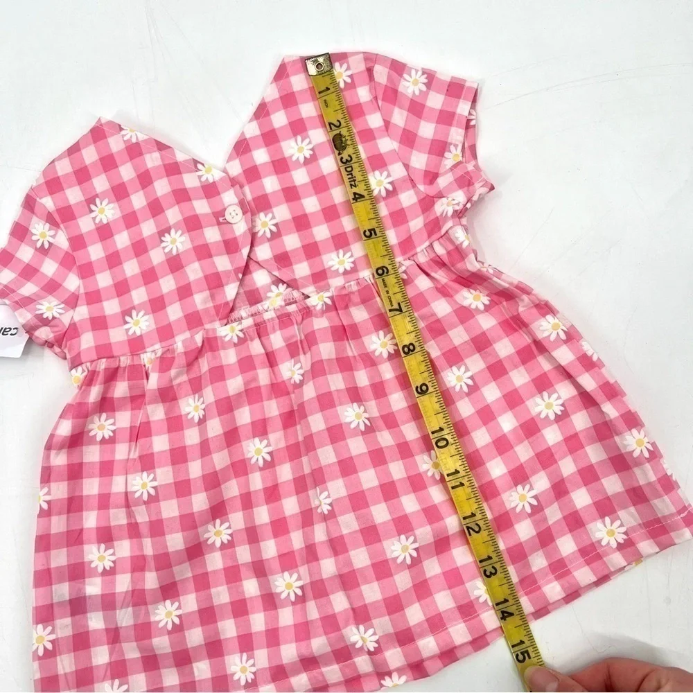 NWT CARTER'S Girl's Pink & White Gingham Checkered Lightweight Blouse Size 24M